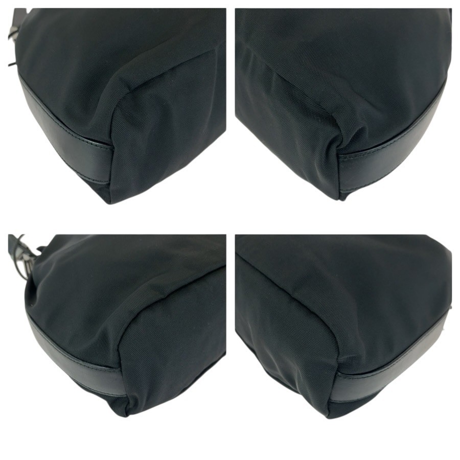 GUCCI 001 3707 Shoulder Bag Pochette Black GunmetalHardware Nylon/leather GG