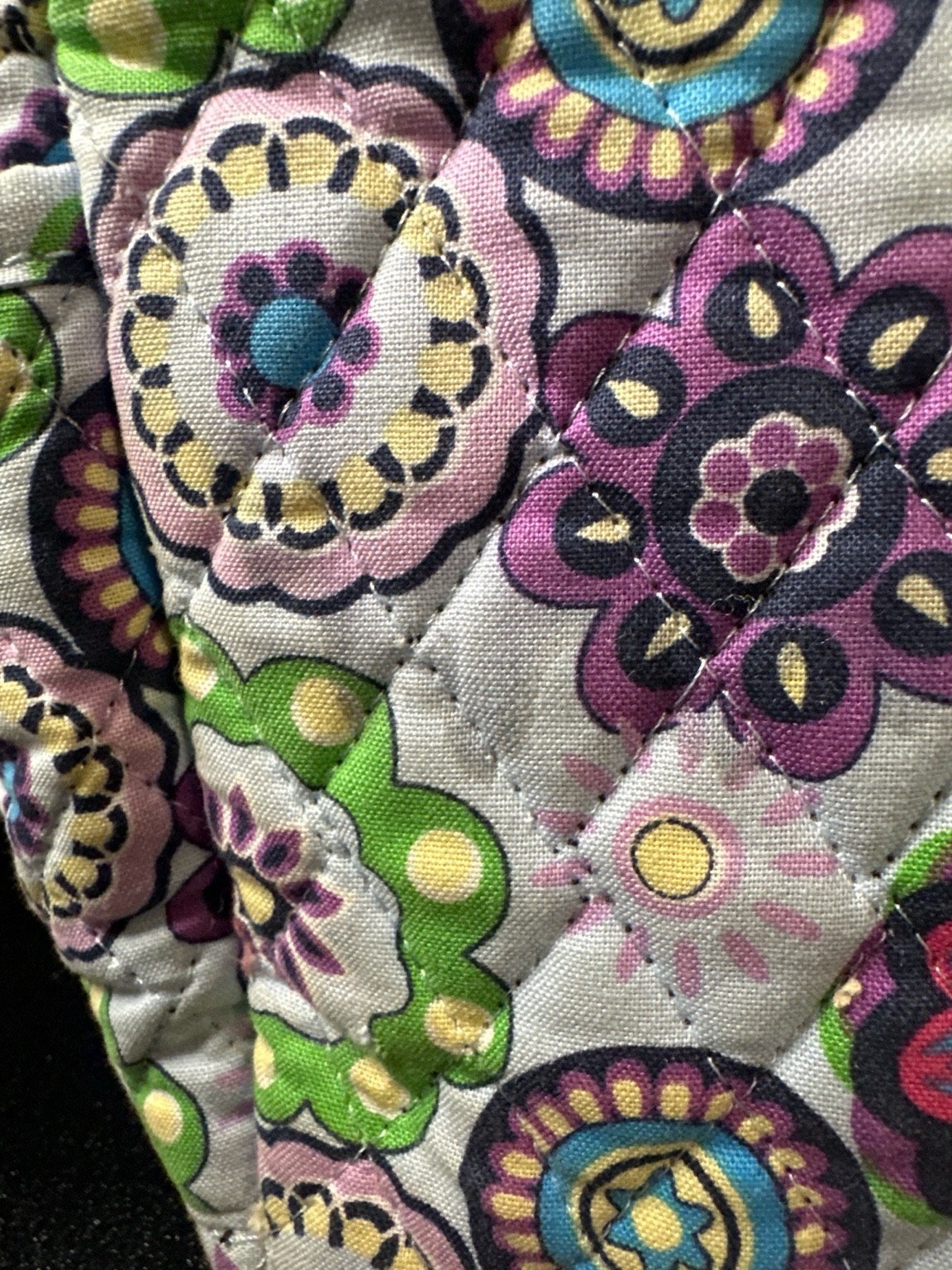 Unbranded Quilted Cotton Shoulder Bag – Multicolor Floral Medallion, Zip Top