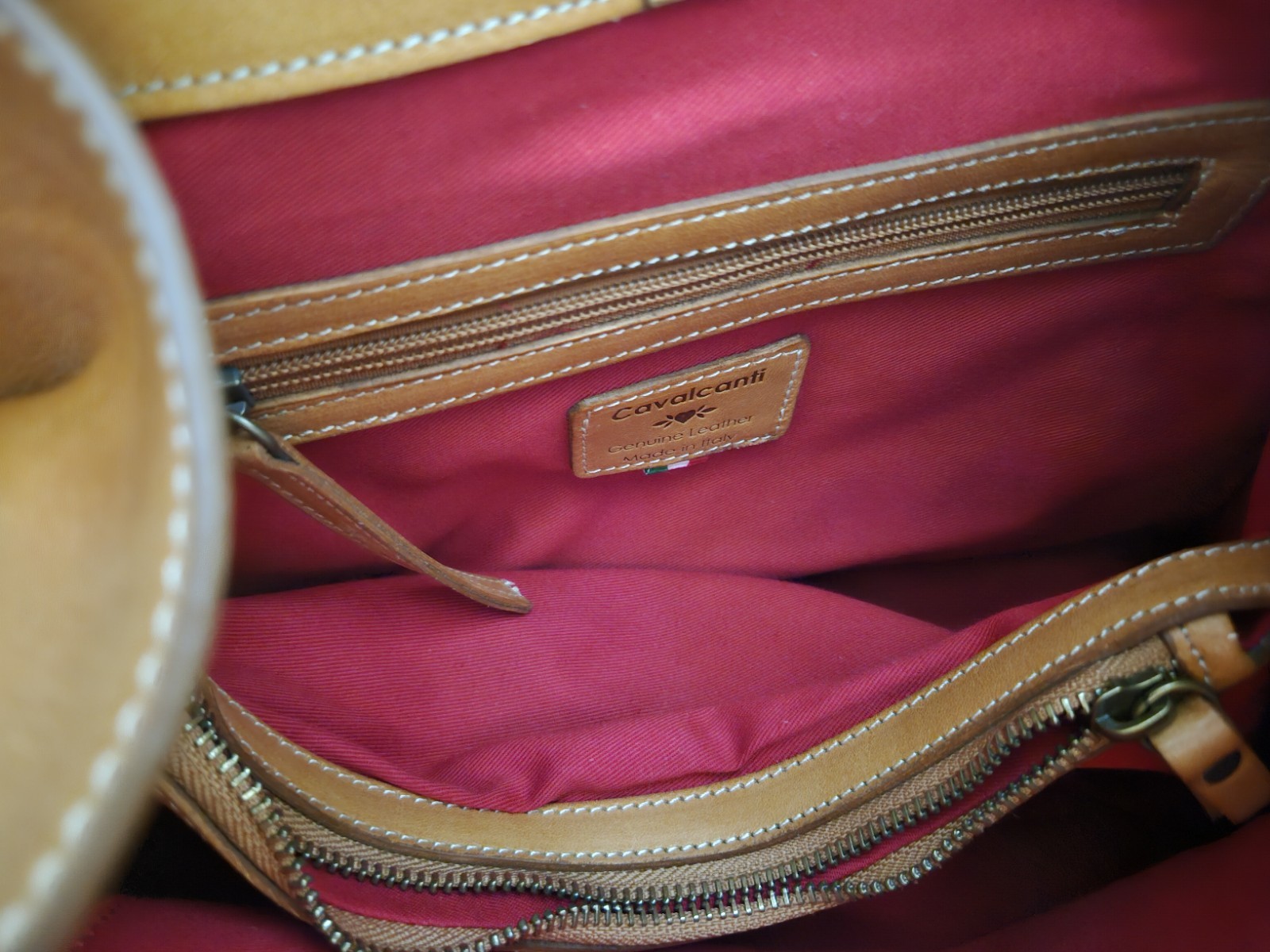 Cavalcanti Italian Designer Cognac Brown Burnished Leather Large Tote Bag NWT