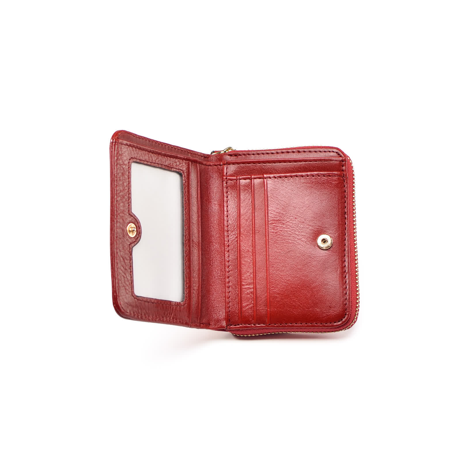 Erivis Red Leather Purse for Women with Zipper Pocket Card Holder