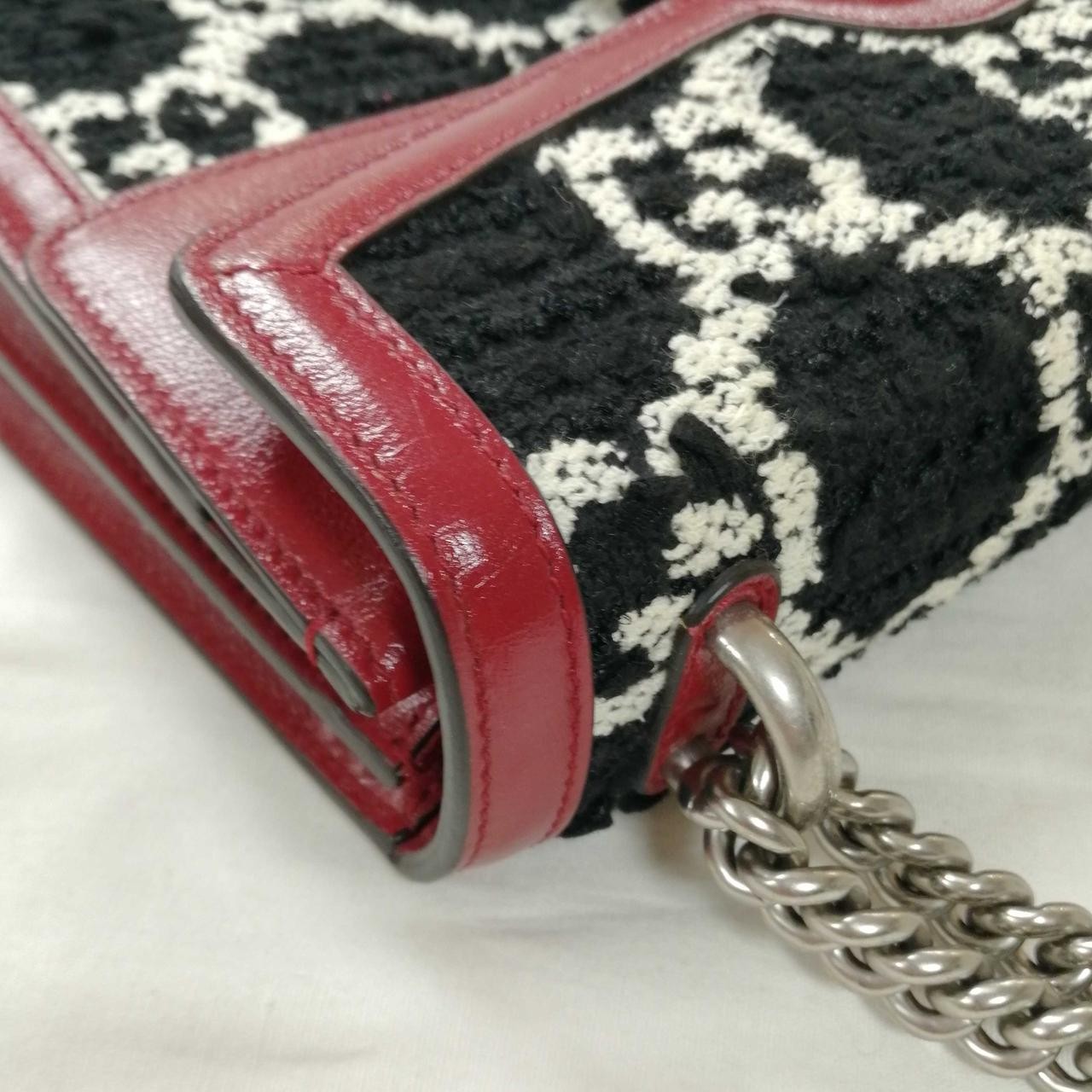 GUCCI Dionysus Chain Shoulder Bag Black Red Size Width 10.6 in Women 99
