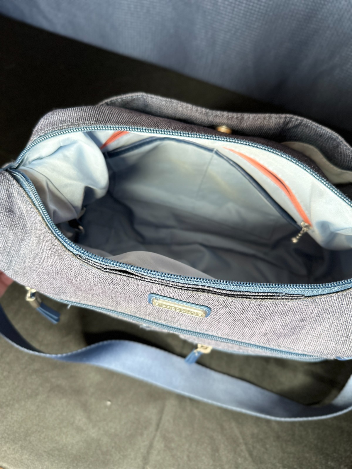 Baggallini Anywhere Large Hobo Tote in Blue Denim Lightweight Water-Resistant