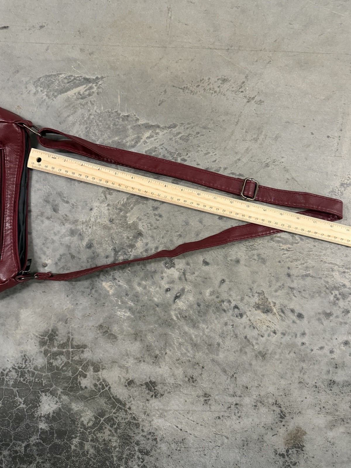 Y2K Burgundy Multi Pocket Crossbody Bag Faux Leather Utility Moto Shoulder Purse