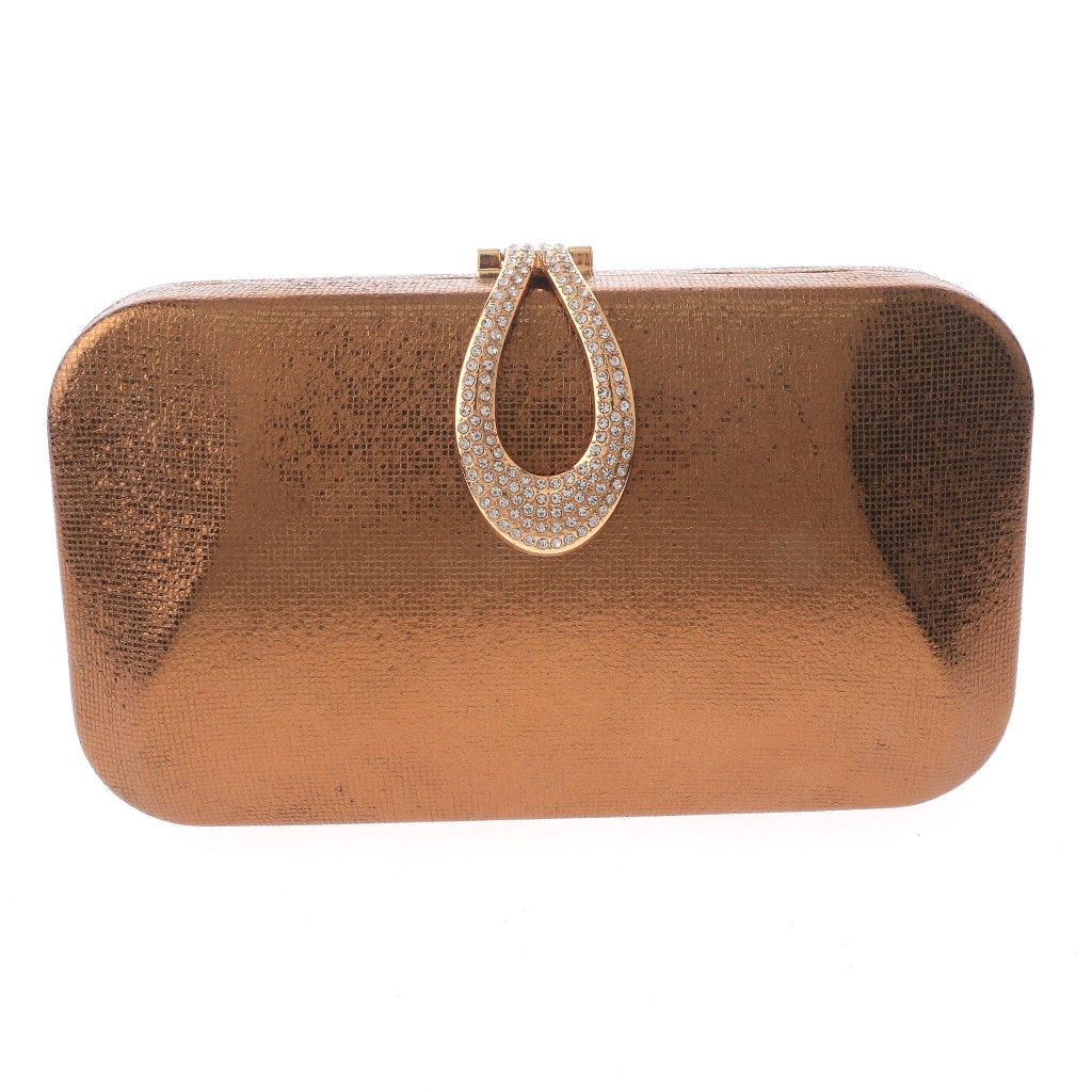 Gold Tone Metal Hardware Frame Glitter Fabric Clutch Evening Bag BZY251-BRW
