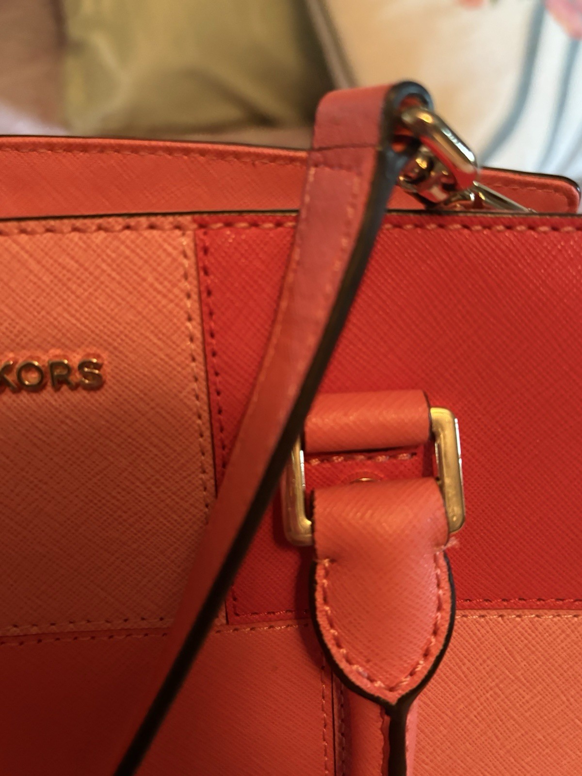 Michael Kors Medium Grapefruit Color block Leather Handbag