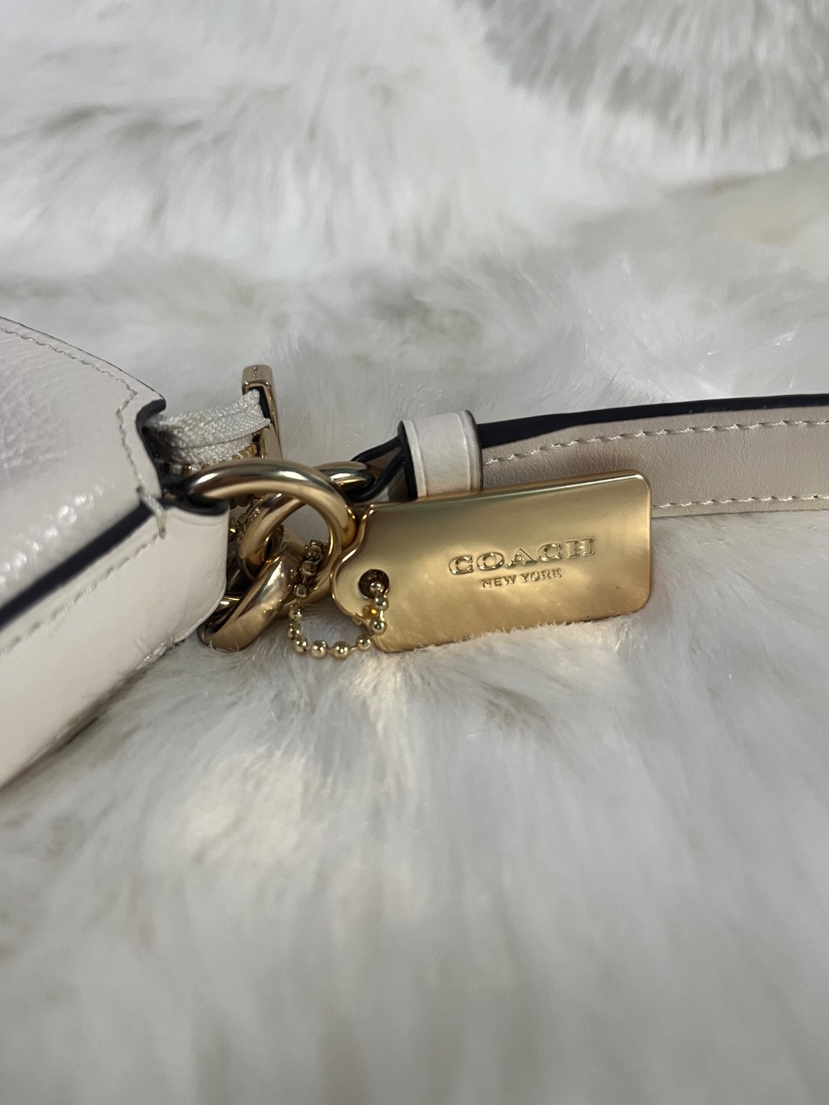 Coach Mae Pebble Leather Chalk/Gold Tone File Crossbody