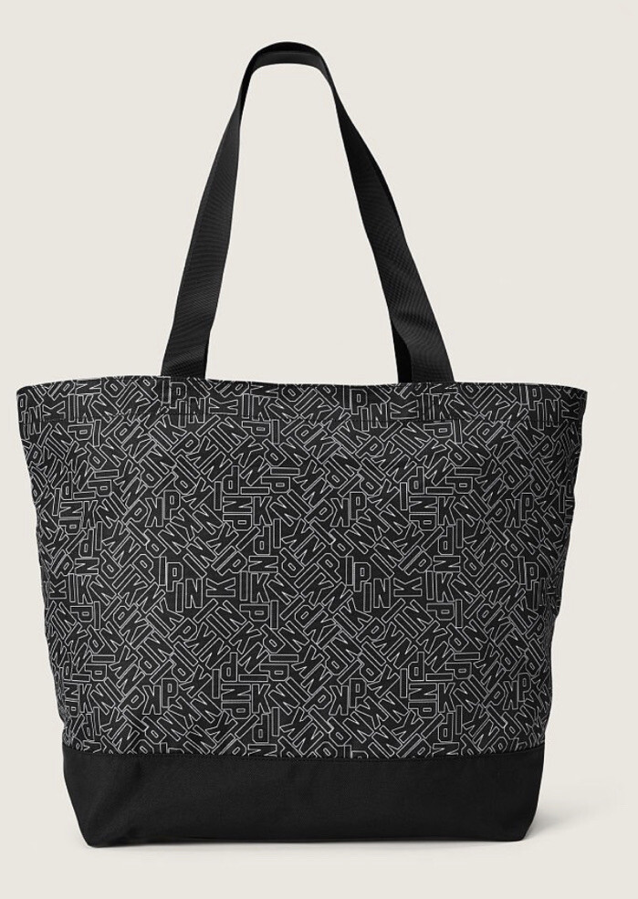 VICTORIA’S SECRET Pink Classic Black Logo Print Weekender Tote 2022 NWT