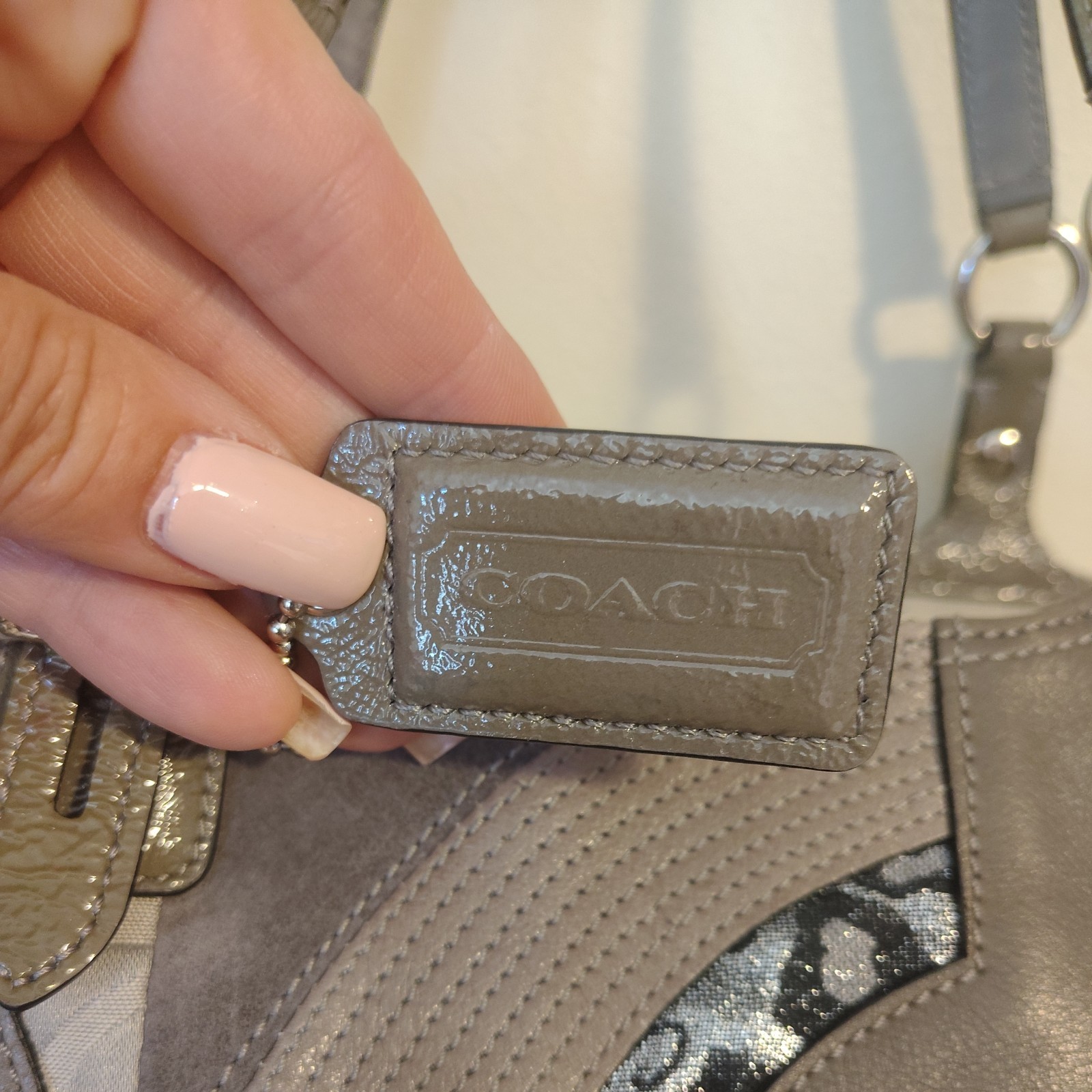 Vintage Coach Ocelot Gray Patchwork Tote Bag 2010 Y2K