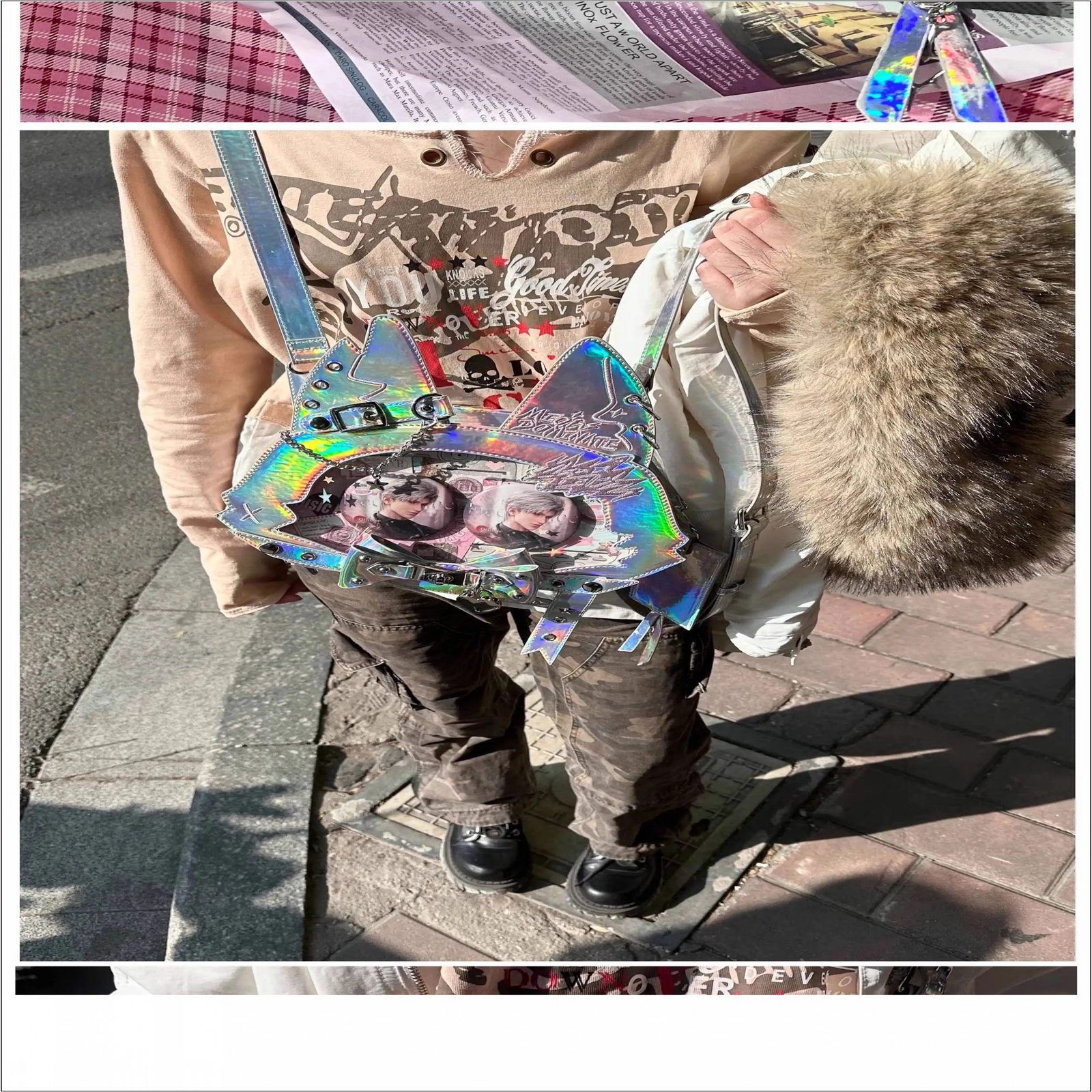 Girl Cat Transparent Itabag Shoulder Crossbody Bag Backpack Doll Shows Handbag
