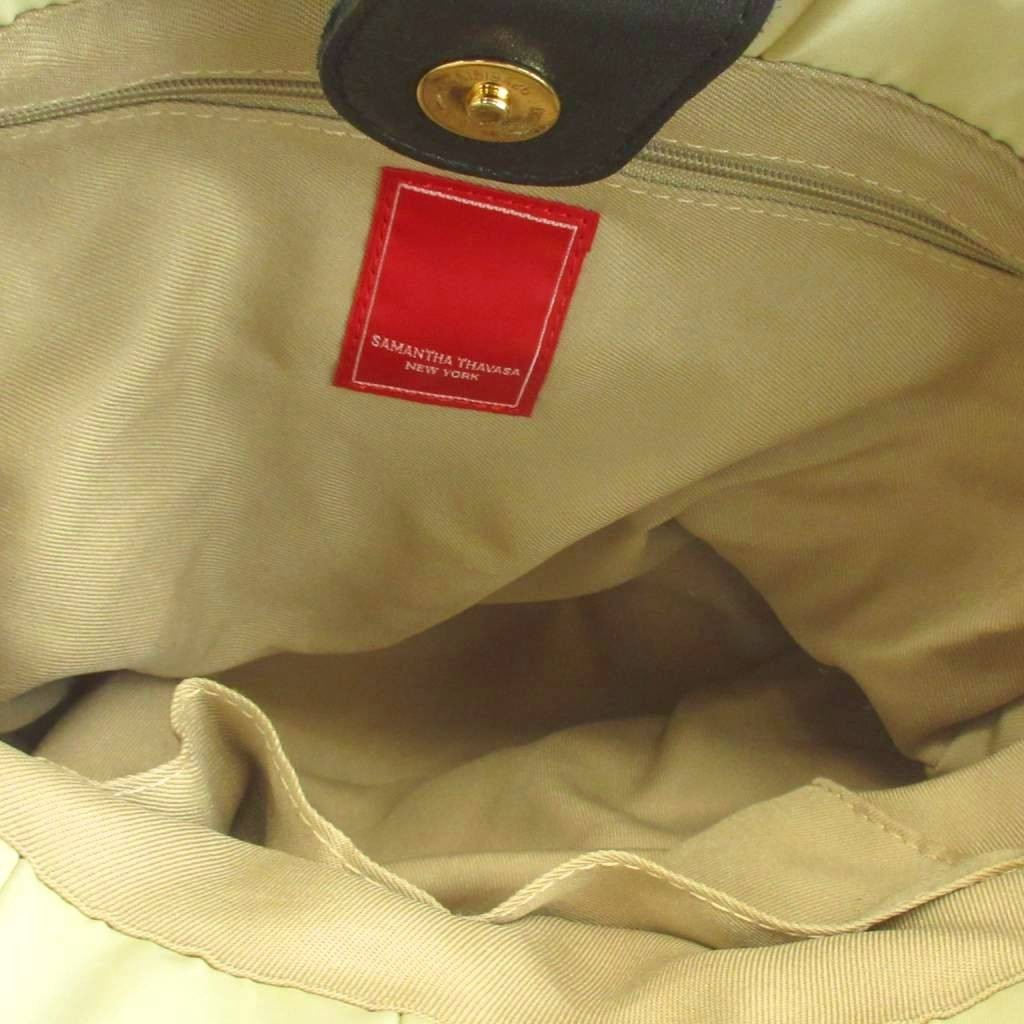 Samantha Thavasa Samantha Thavasa Handbag Gathered Nylon Ivory Black AQ ECB005