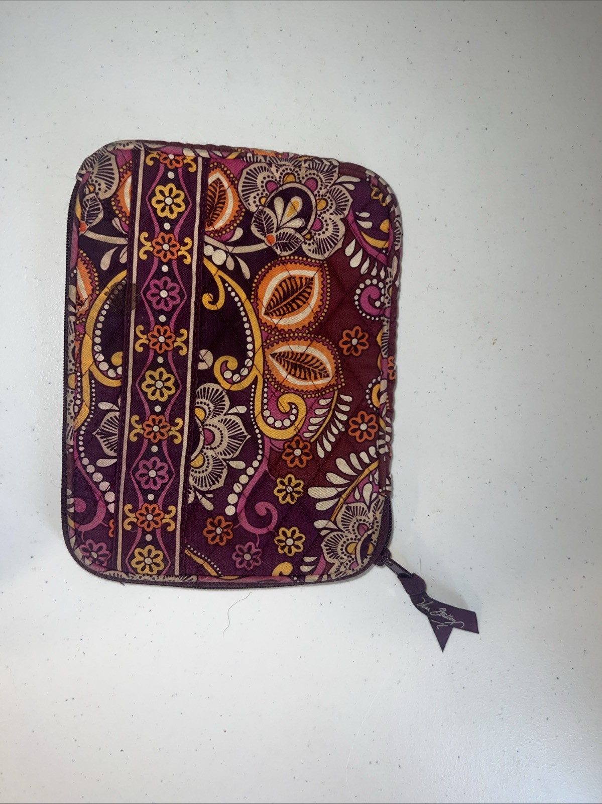 Vera Bradley Orange And Purple Floral Pattern 9inx7in Bag With Zipper 8.5in Dept