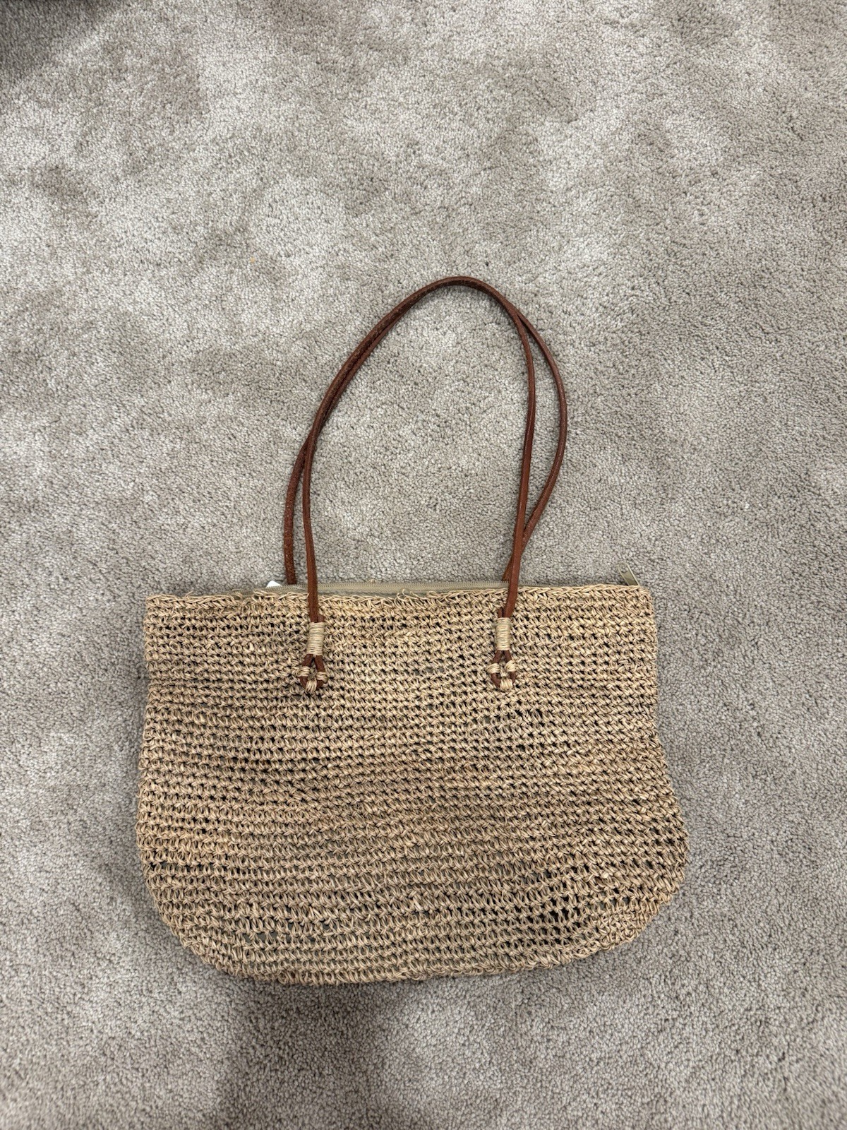 Vintage cappelli Straworld raffia bag with leather straps