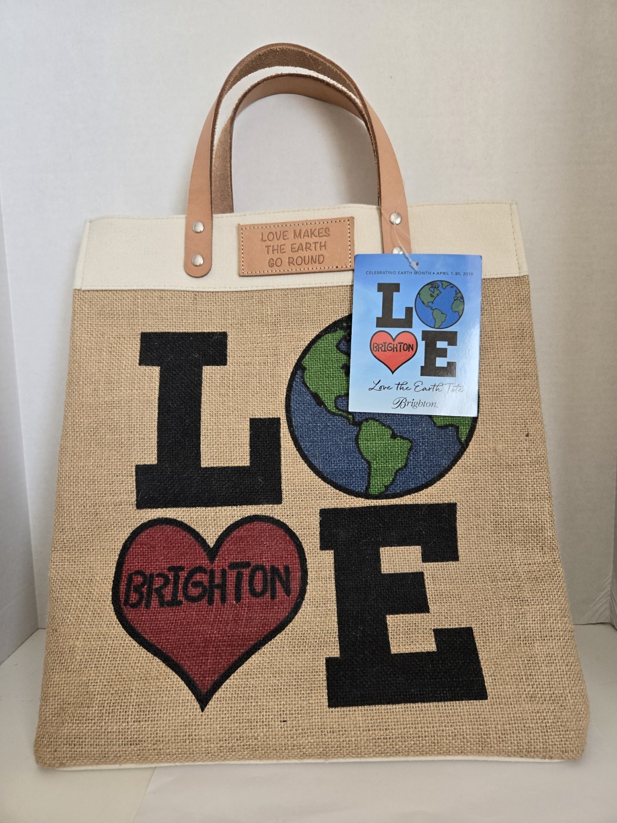 Brighton Love The Earth Day Natural Jute Leather Shopper Tote Bag w/Original Tag