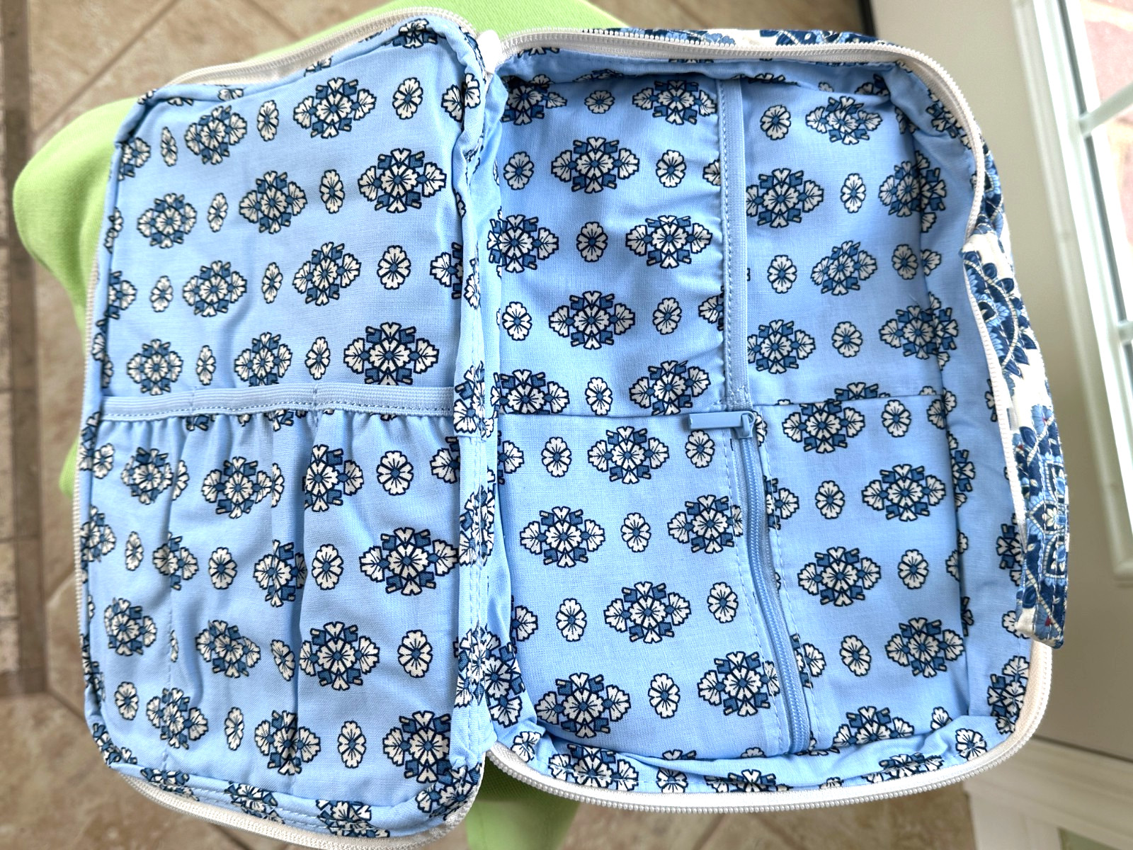 VERA BRADLEY LARGE ORIGINAL DUFFEL BAG + ULTIMATE TRAVEL CASE:NWT CAMBRIDGE BLUE