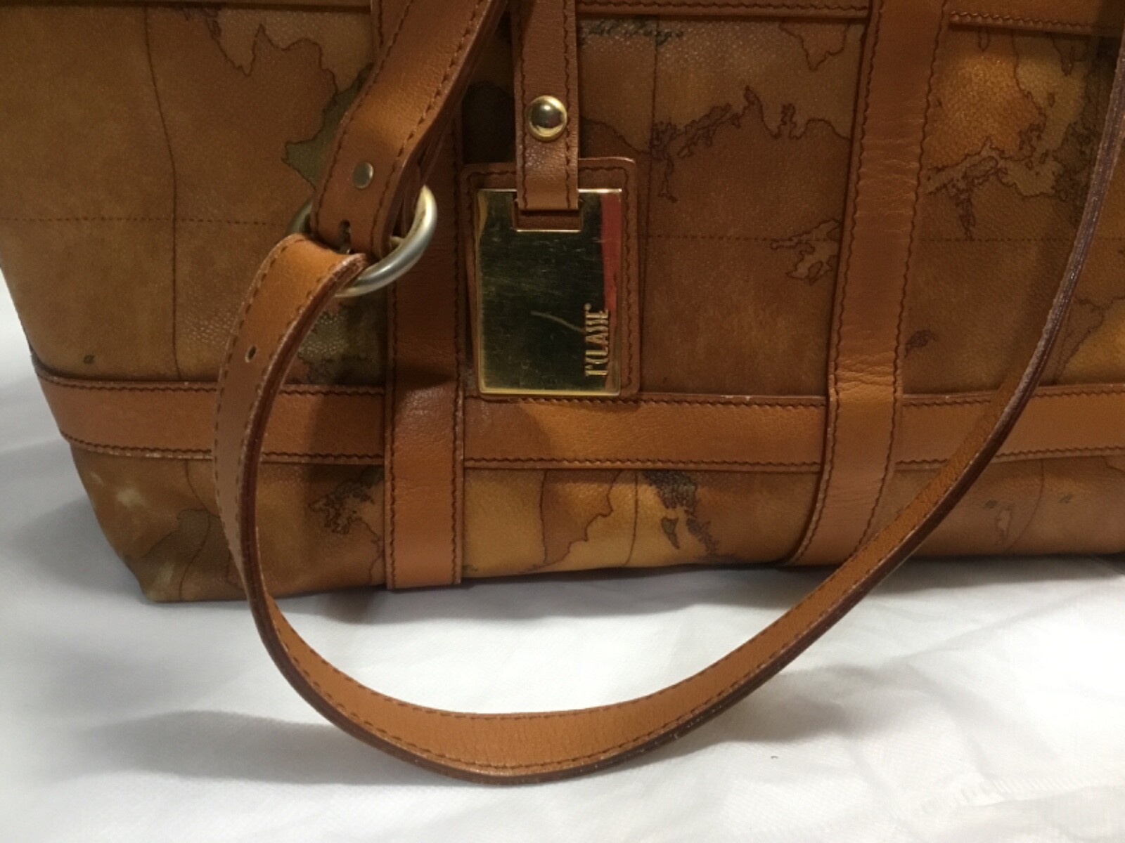 ALVIERO MARTINI 1A PRIMA CLASSE GEO MAP PVC LEATHER LARGE TOTE BAG