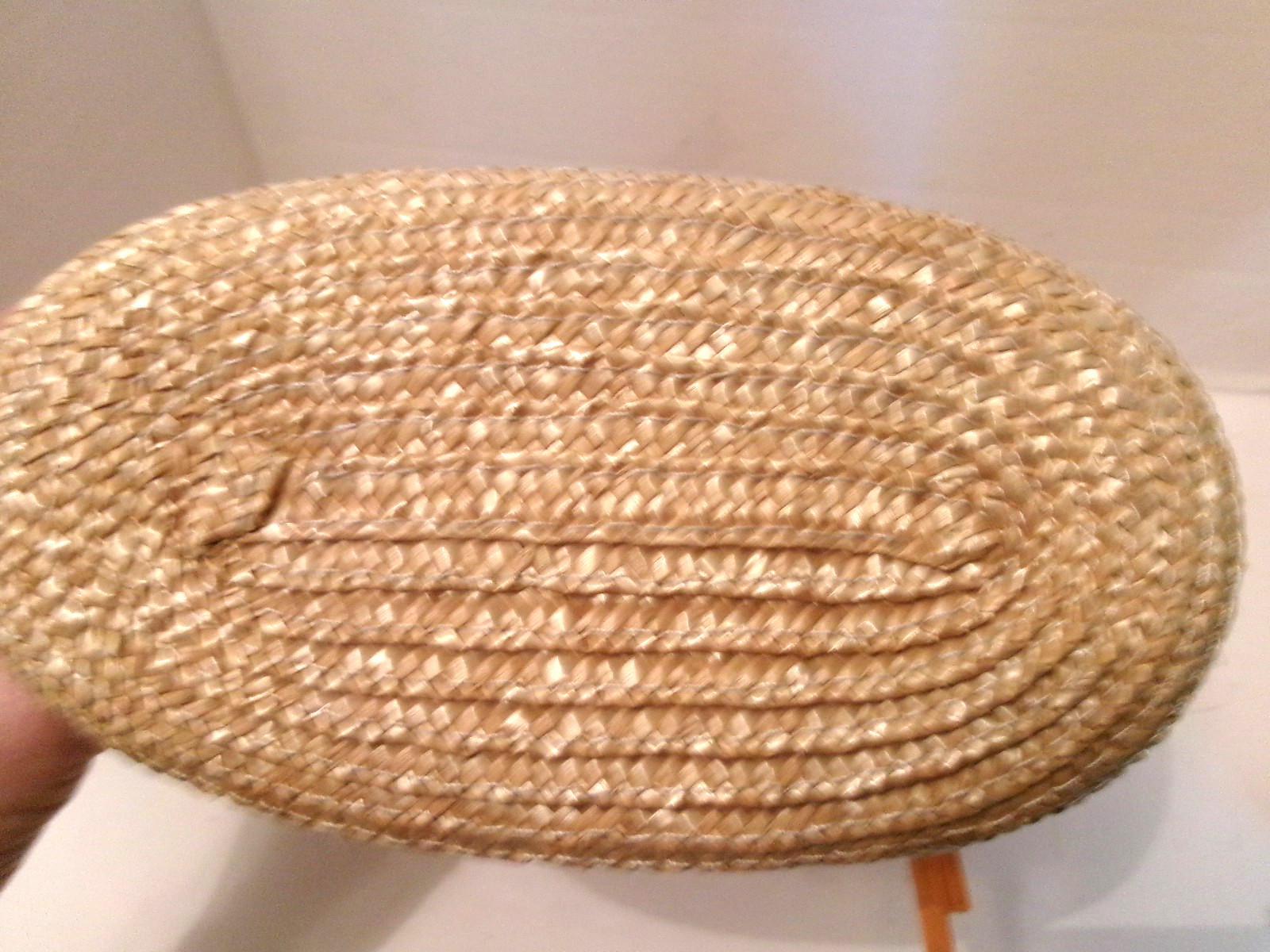 Bath and Body Works Straw Handbag Purse w/Orange Faux Leather Band and Flower