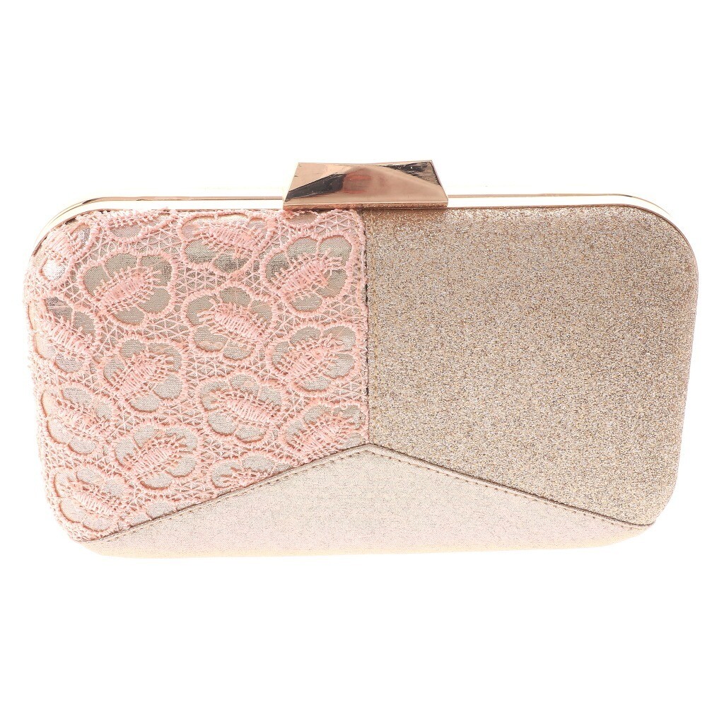 Gold Tone Metal Hardware Frame Glitter Fabric Clutch Evening Bag BZY187-GLD