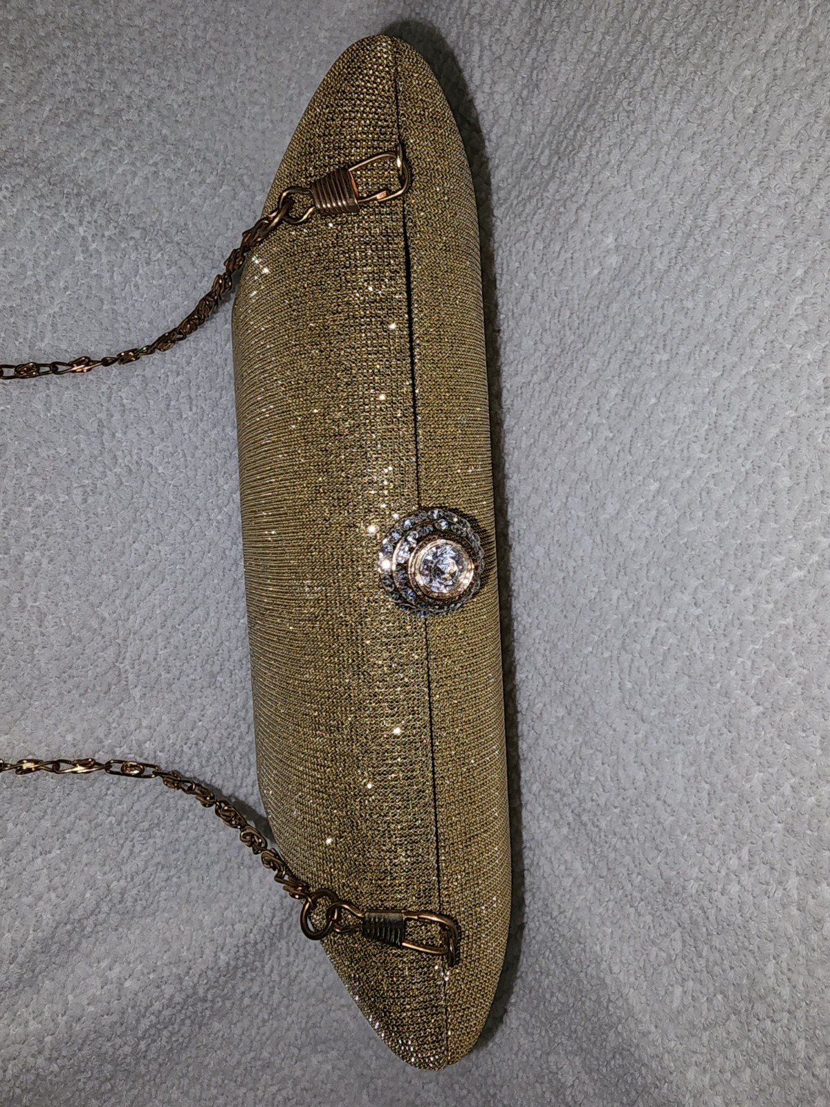 JNB Metallic Gold Glitter Evening Women’s Clutch Bag Rhinestone