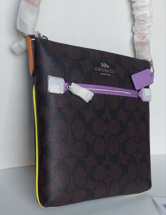 with tags Coach CL671 Mini Rowan File Bag Brown Signature SilverBro G1N