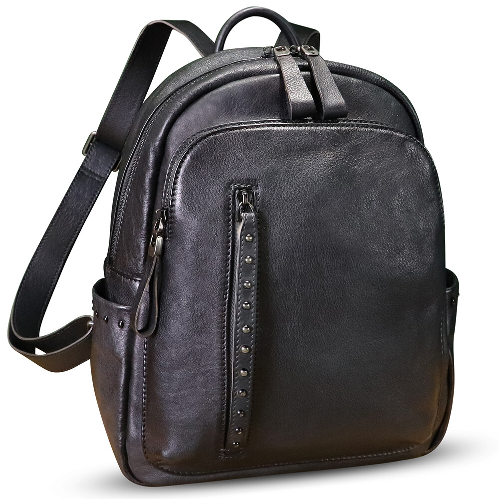 Genuine Leather Fashion Backpack Women Vintage Knapsack Rucksack Daypack Bag