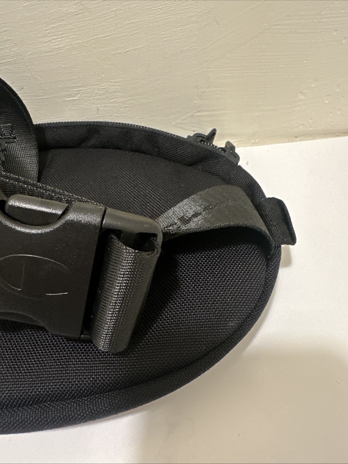 Champion Fanny Pack Black Canvas Chenille Big C Logo Waist Bag Cross Body