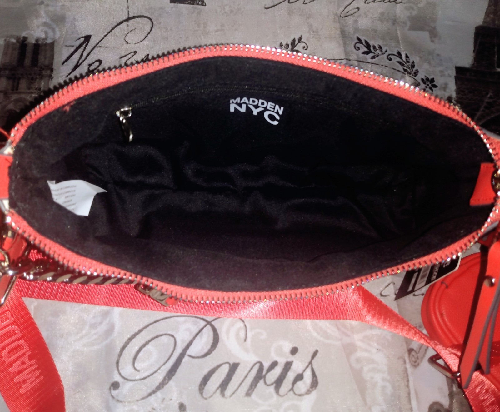 MADDEN NYC Chain Strap X-Body Tote Bag Orange(Red) Jewels/Studs Pouch NWT❤️BLING