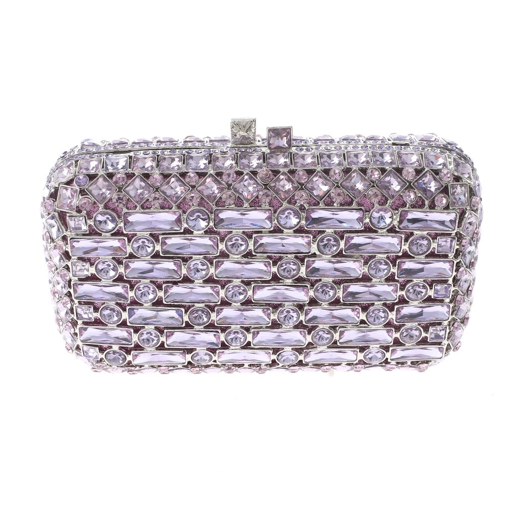 Silver Tone Alloy Metal High End Rhinestone Clutch Bag HB6281-LVT