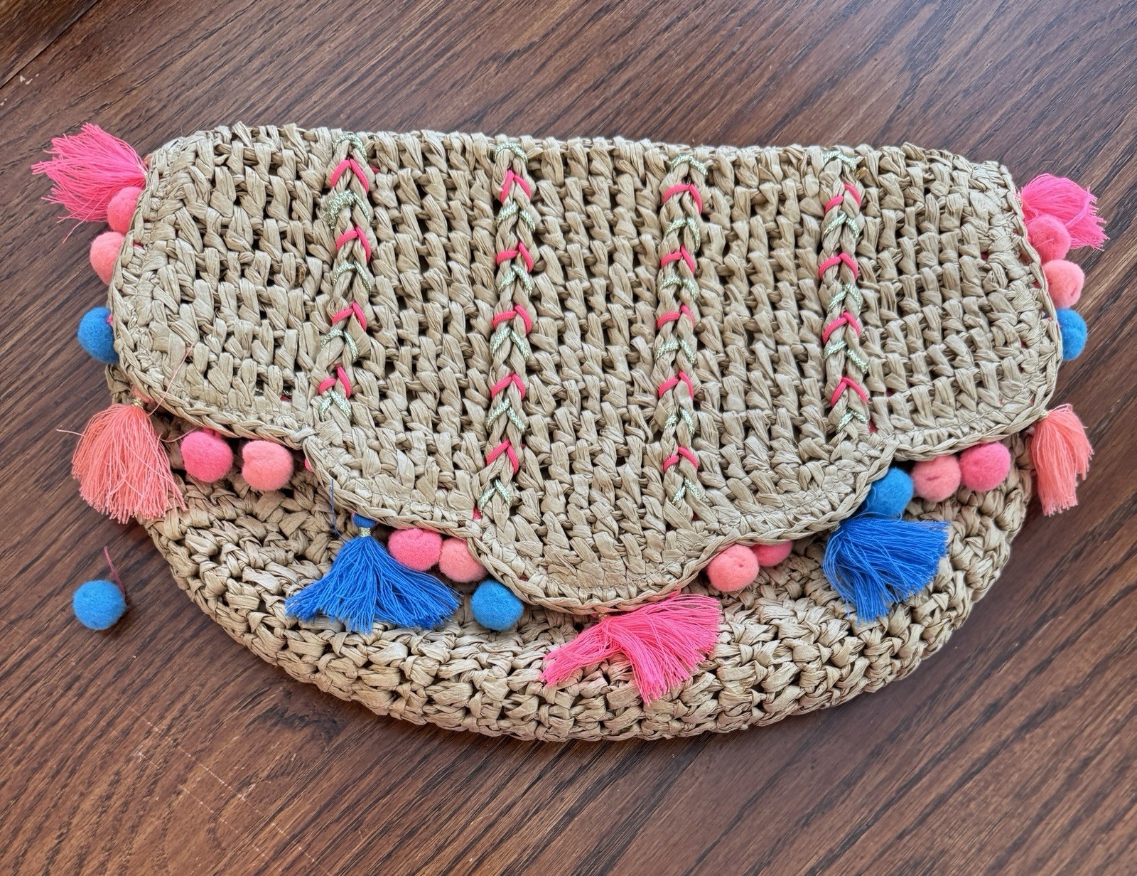 Lilly Pulitzer Clam Shell Clutch Natural Straw Handbag FREE SHIPPING