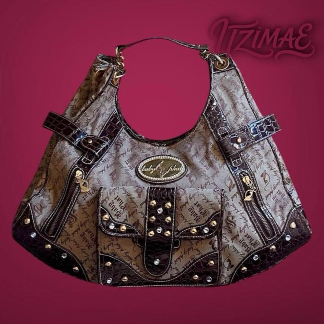 INSANE RARE Studded Brown Baby Phat Monogram Handbag