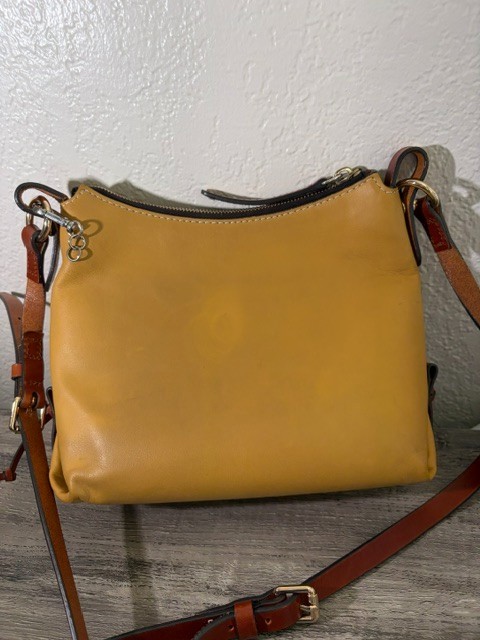 Dooney & Bourke Pebble Grain Leather Mustard Yellow Crossbody Shoulder Bag