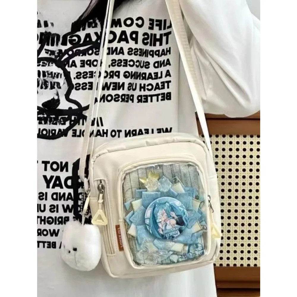 Y2K Mini Ita Bag Transparent Pocket Crossbody Shoulder Bag for Women