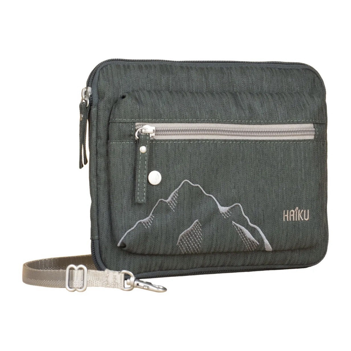Haiku Aspire Folio Reversible Organizer Crossbody Bag Green/Gray Small Women