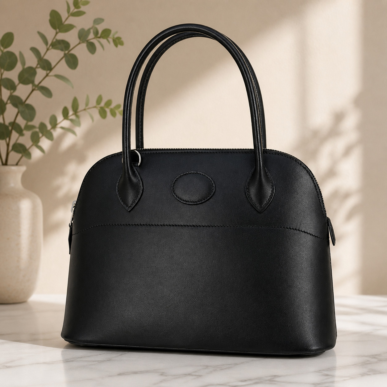 Handbag Veau Chamonix Leather Black SHW Women
