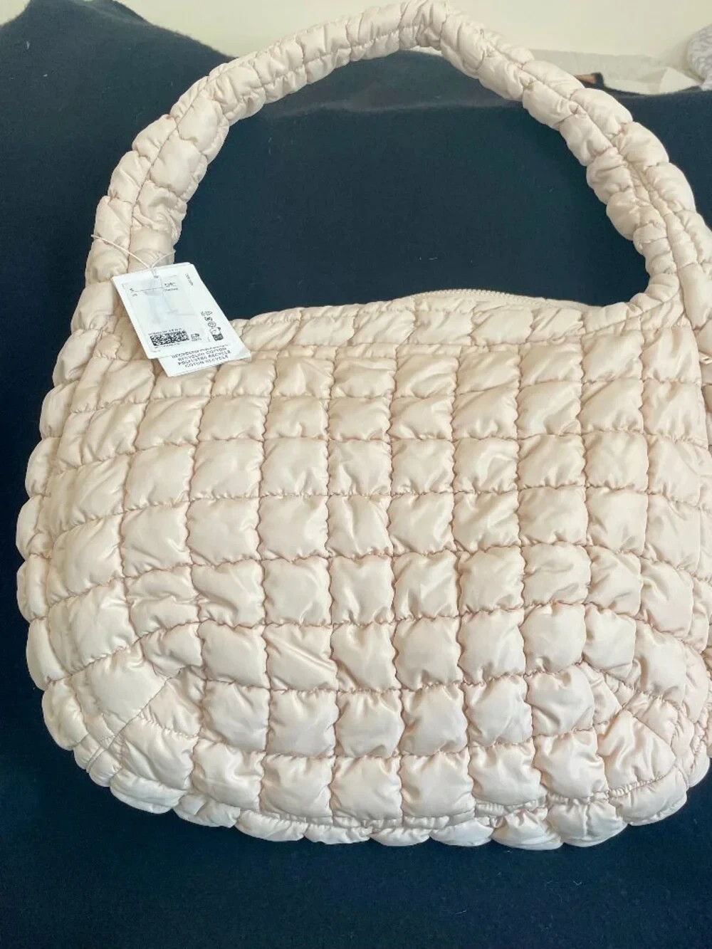 COS Quilted Oversized Shoulder Bag Ivory Puffy Pillow Crossbody Retail $135