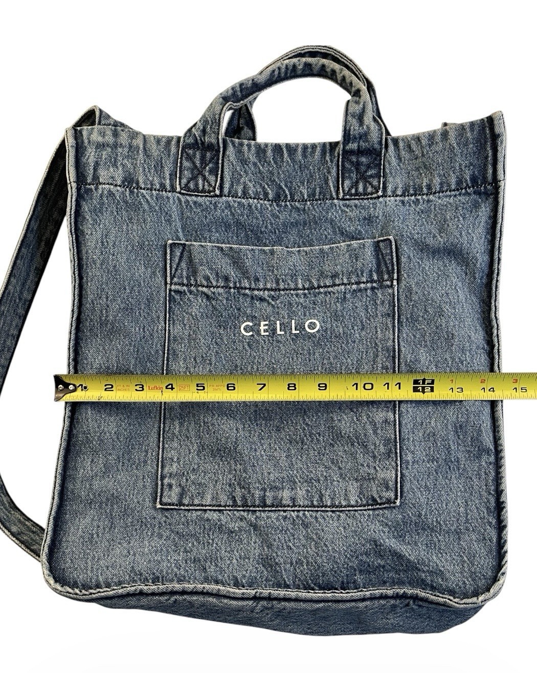 Cello denim blue Jean bag tote purse jeans pockets Medium wash