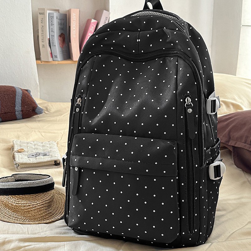Polka Dot Backpack Student Lightweight Backpack Middle School Student Backpack.