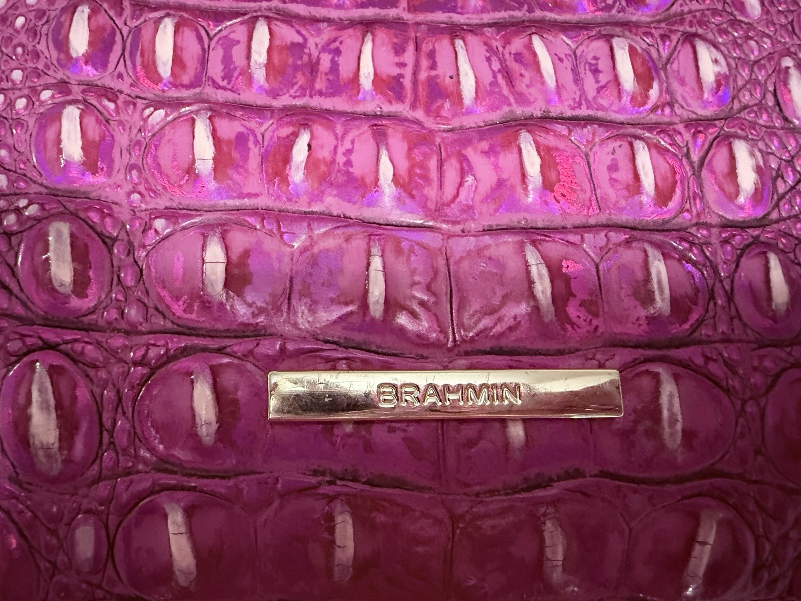 Authentic Brahmin Shayna Crossbody – Rare Metallic Magenta Wonderland Shimmer