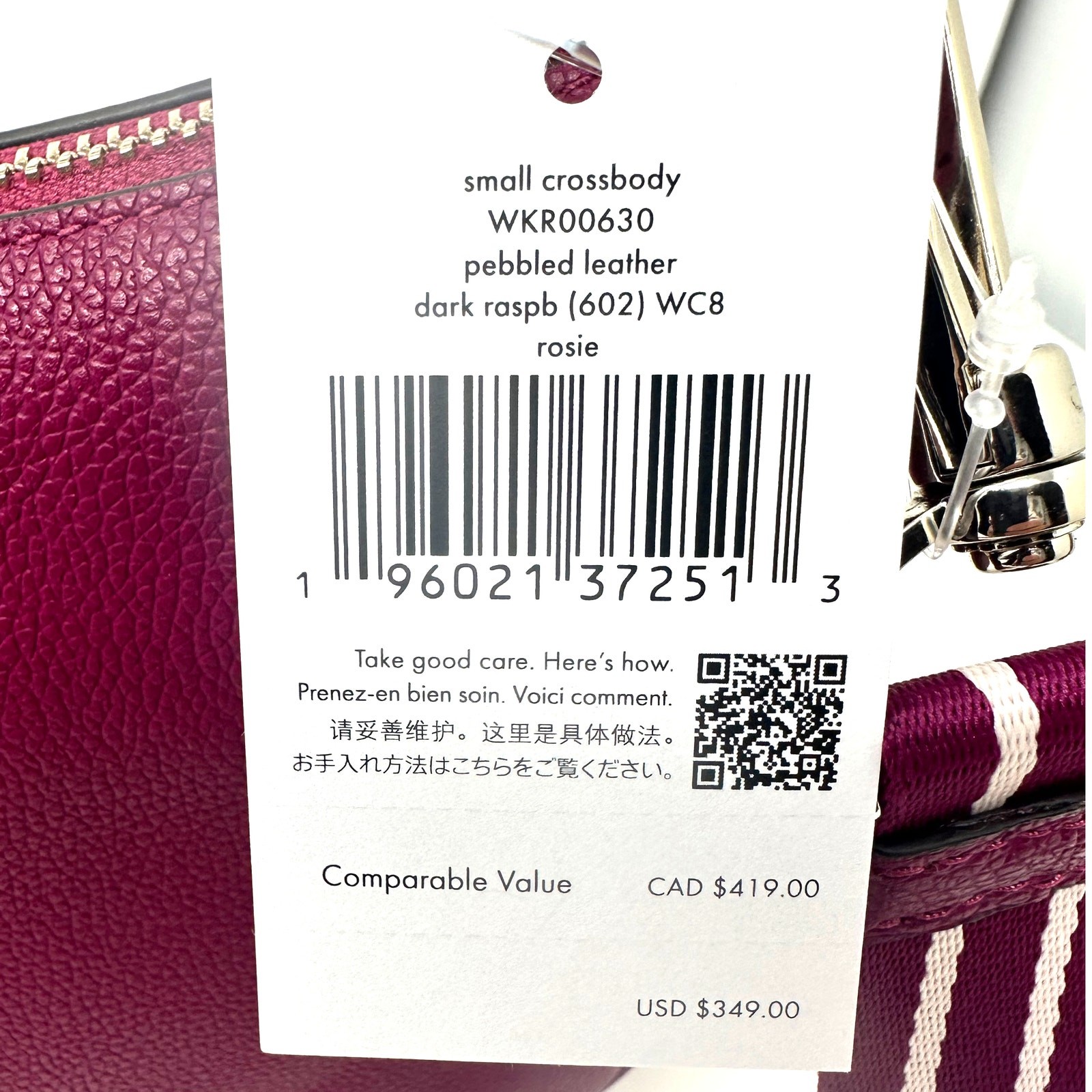 Kate Spade Rosie Small Crossbody Purse Dark Raspberry Leather wkr00630