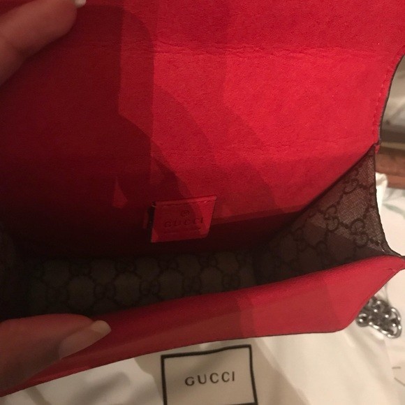 Gucci Dionysus GG Supreme Mini Shoulder Bag Chain Red Suede