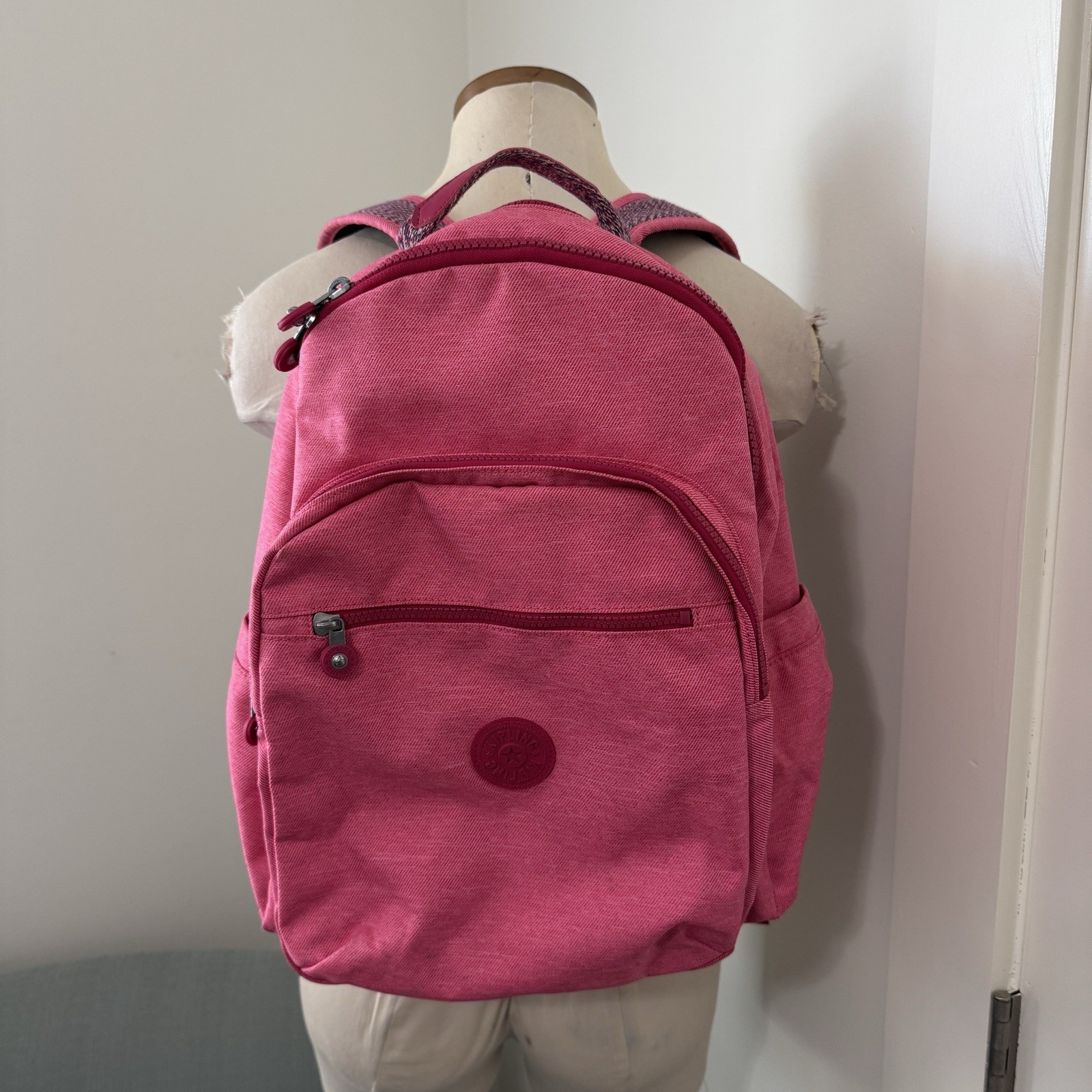 KIPLING Seoul Large Pink Laptop Backpack ~ Multiple Compartments School College