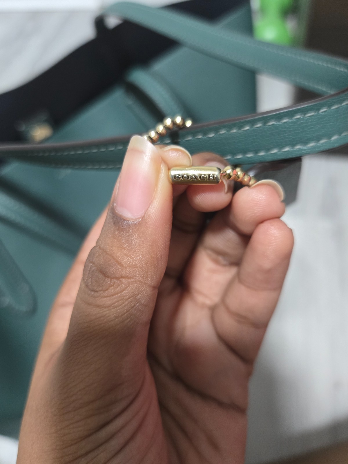 Coach Avenue Metallic Green Leather Carryall Satchel Tote Shoulder Bag NWT