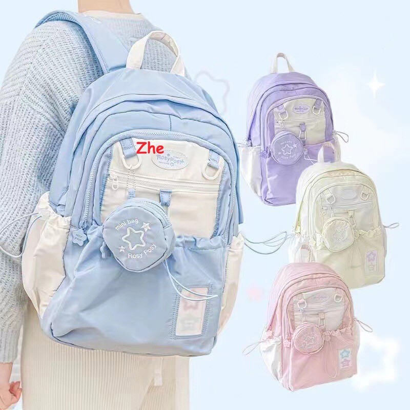 Women Unisex Girl Cute Cartoon Student School Bag Drawstring Shoulder Backpack