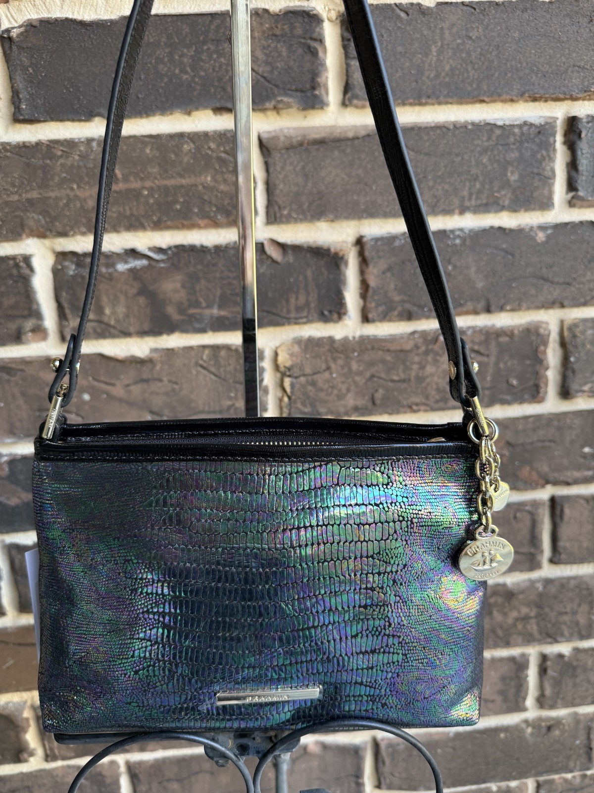 NWT $185 Brahmin LORELEI Shoulder Bag Multi Symphonic Leather lizard holographic