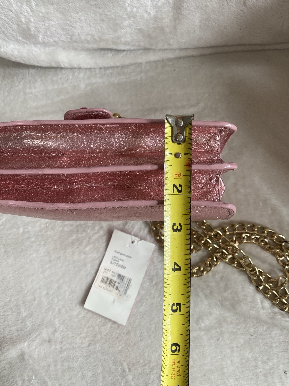 NWT Betsy Johnston Pink Gem-Embellished HORSESHOE Crossbody Bag with Chain Strap