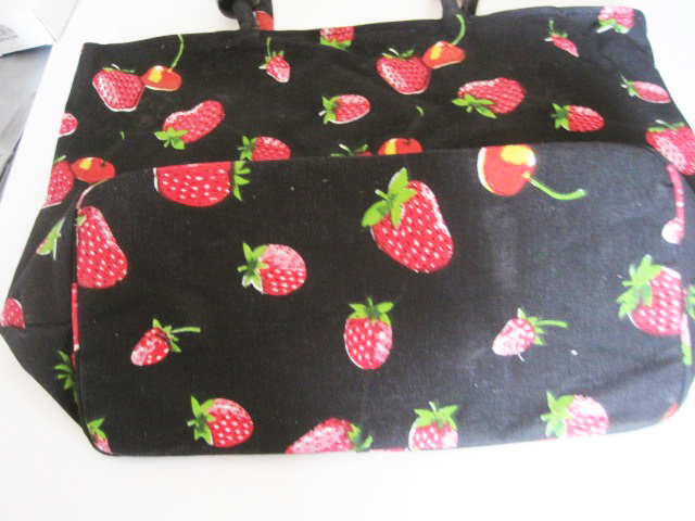 Golden Sands Handpainted Strawberry Cherry Shoulder Overnite Bag w/ Wood tag NWT