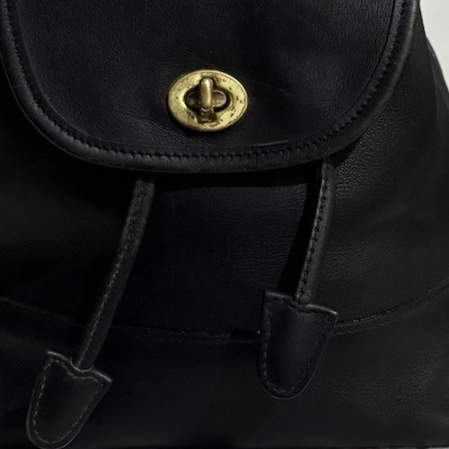 Coach 90s 9791 Black Leather Daypack Backpack Made In USA