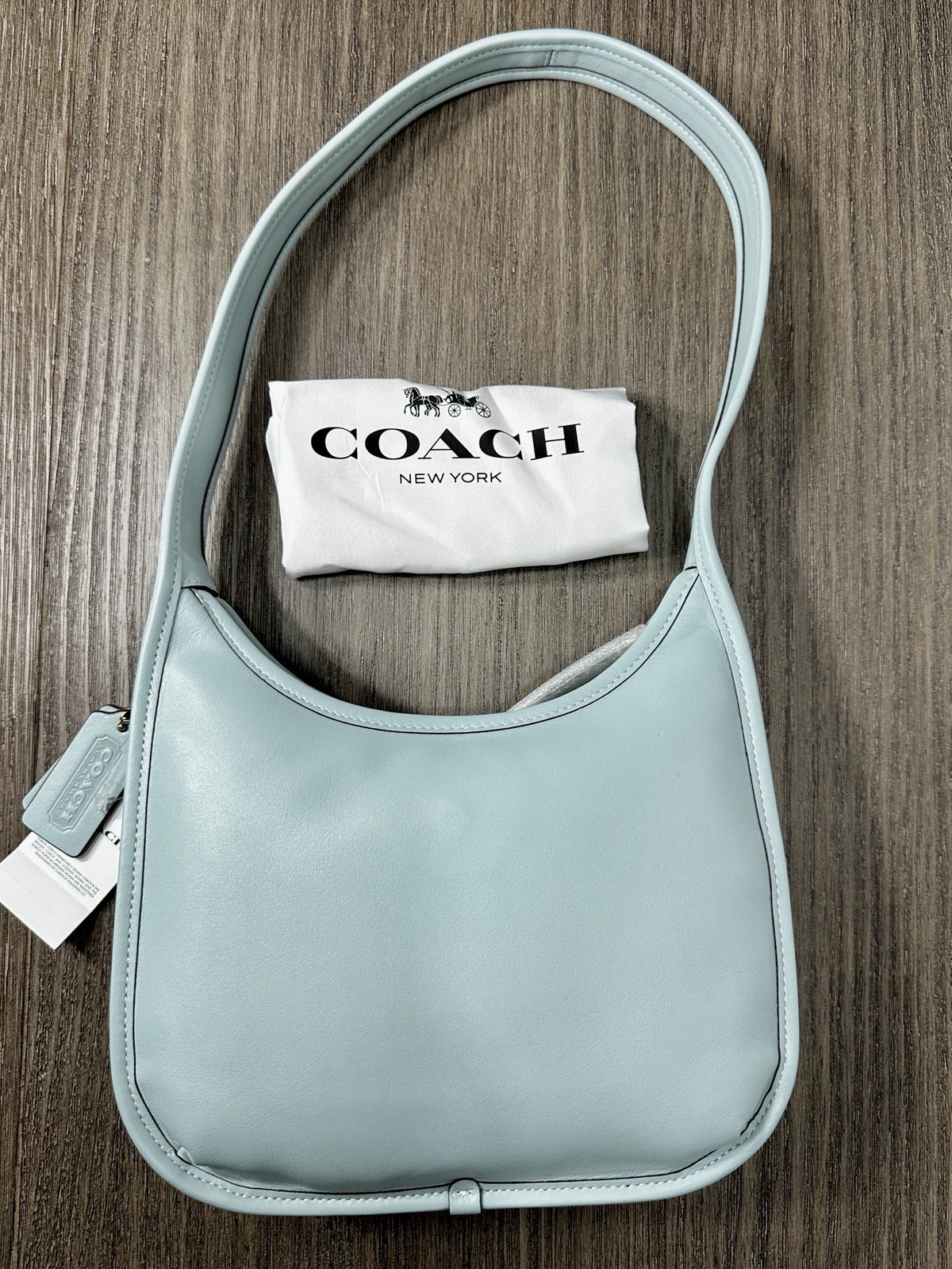 Coach Curve Zip Glovetanned Leather Bag Light Blue CAF11 NWT
