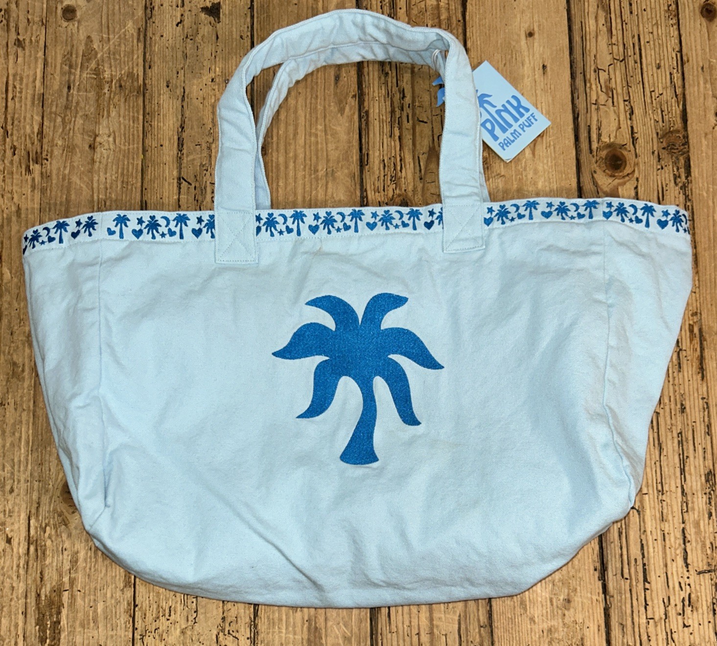 Pink Palm Puff Seabreeze Reversible Couture Carryall Tote bag NWT