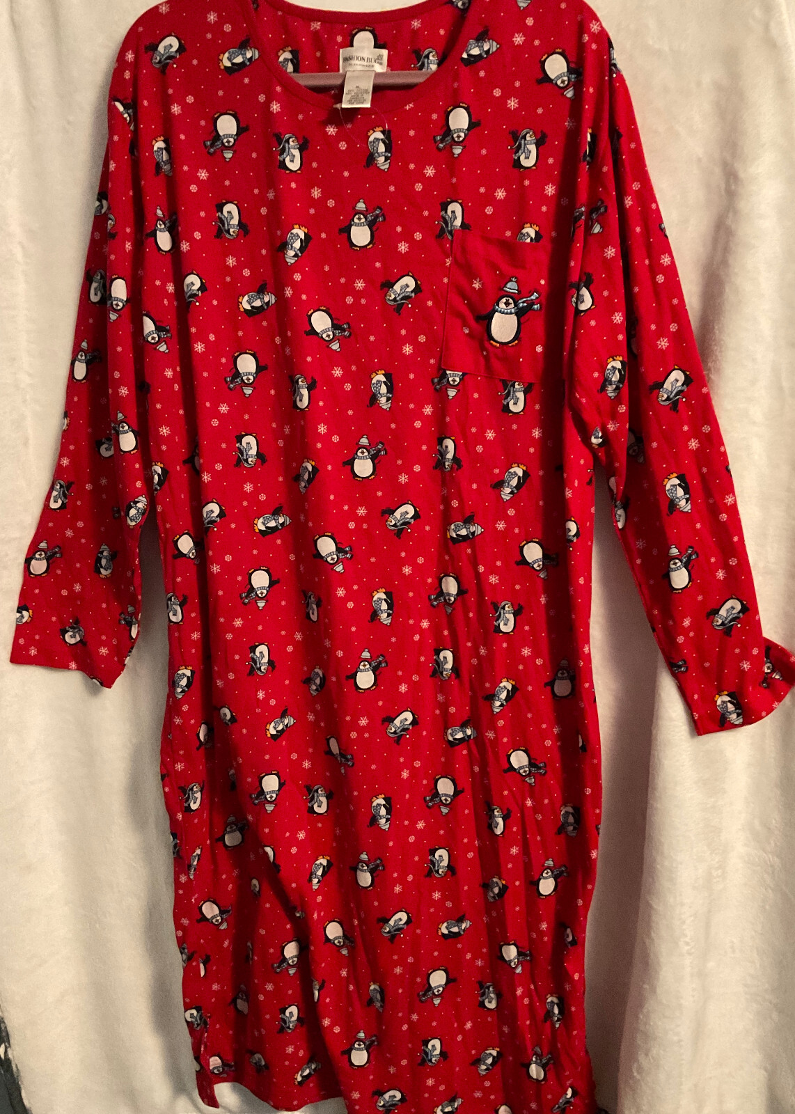 Fashion Bug Red Multi Penguins Snowflake Cotton Long Sleeve Long Sleepwear