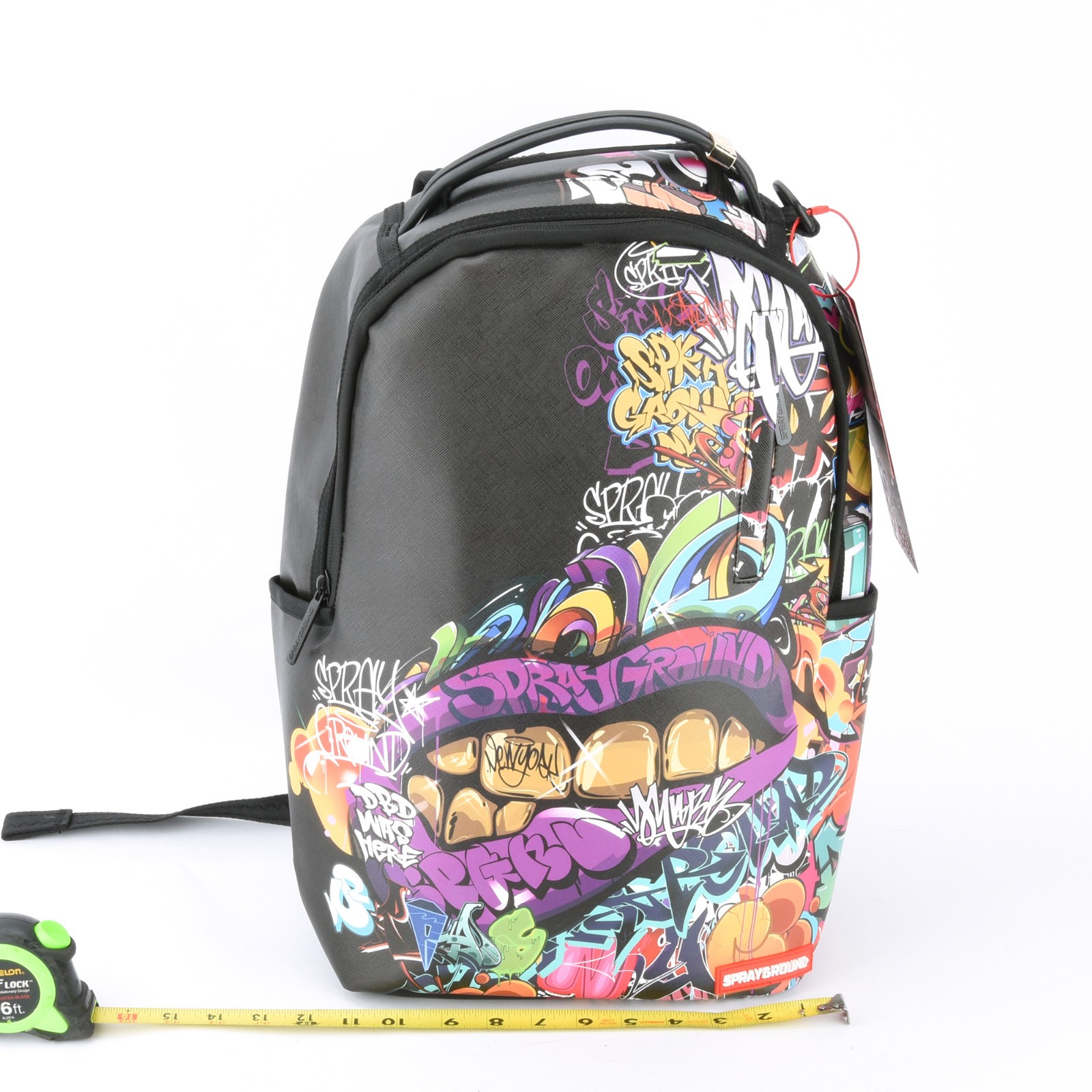 Sprayground Half Graf Lips DLXSV Bag Backpack Black Zippered for Laptop Macbook